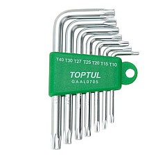 Zestaw kluczy TORX w kształcie litery R. TOPTUL T10-T40 7 jednostek. GAAL0705