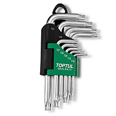 Zestaw kluczy TORX w kształcie litery L. TOPTUL T10-T50 9 sztuk. GAAL0913