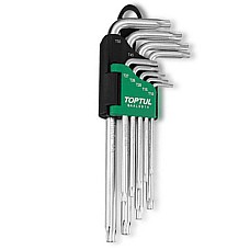 Zestaw kluczy TORX w kształcie litery L. TOPTUL T10-T50 9 sztuk. długi GAAL0914