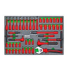 Zestaw narzędzi VDE izolowanych elektrycznie 48-cz. (w obudowie typu D) TOPTUL GED4863