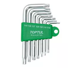 Zestaw kluczy TORX w kształcie litery R. TOPTUL T10-T40 7 jednostek. GAAL0705