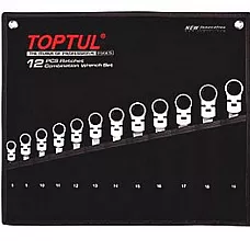 Zestaw kluczy z grzechotką i przegubem TOPTUL 12 szt. 8-19mm w przypadku GPAQ1204